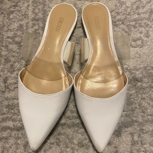 White pointy toed flats